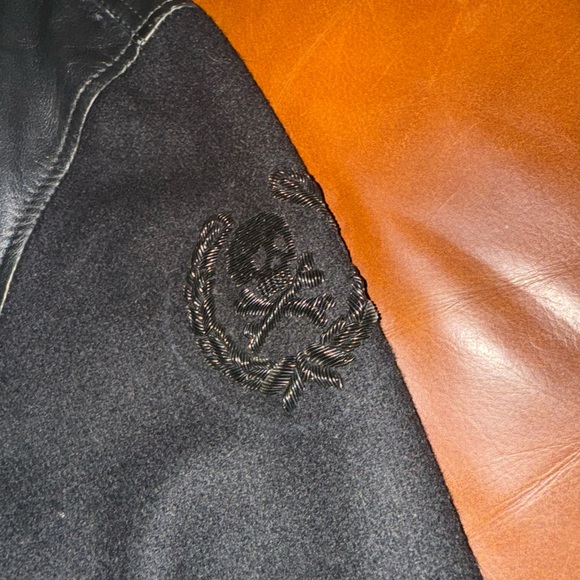 John Varvatos leather and wool baseball jacket - Picture 3 of 7